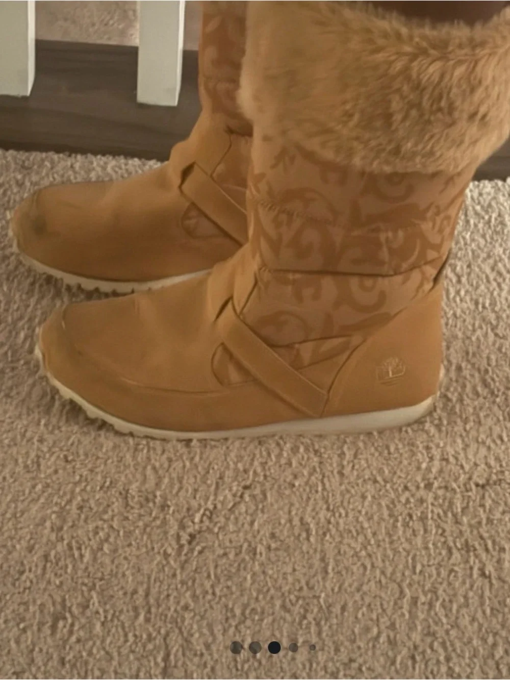 Women’s TIMBERLANDS Tan Faux Fur-Trim Winter Boots